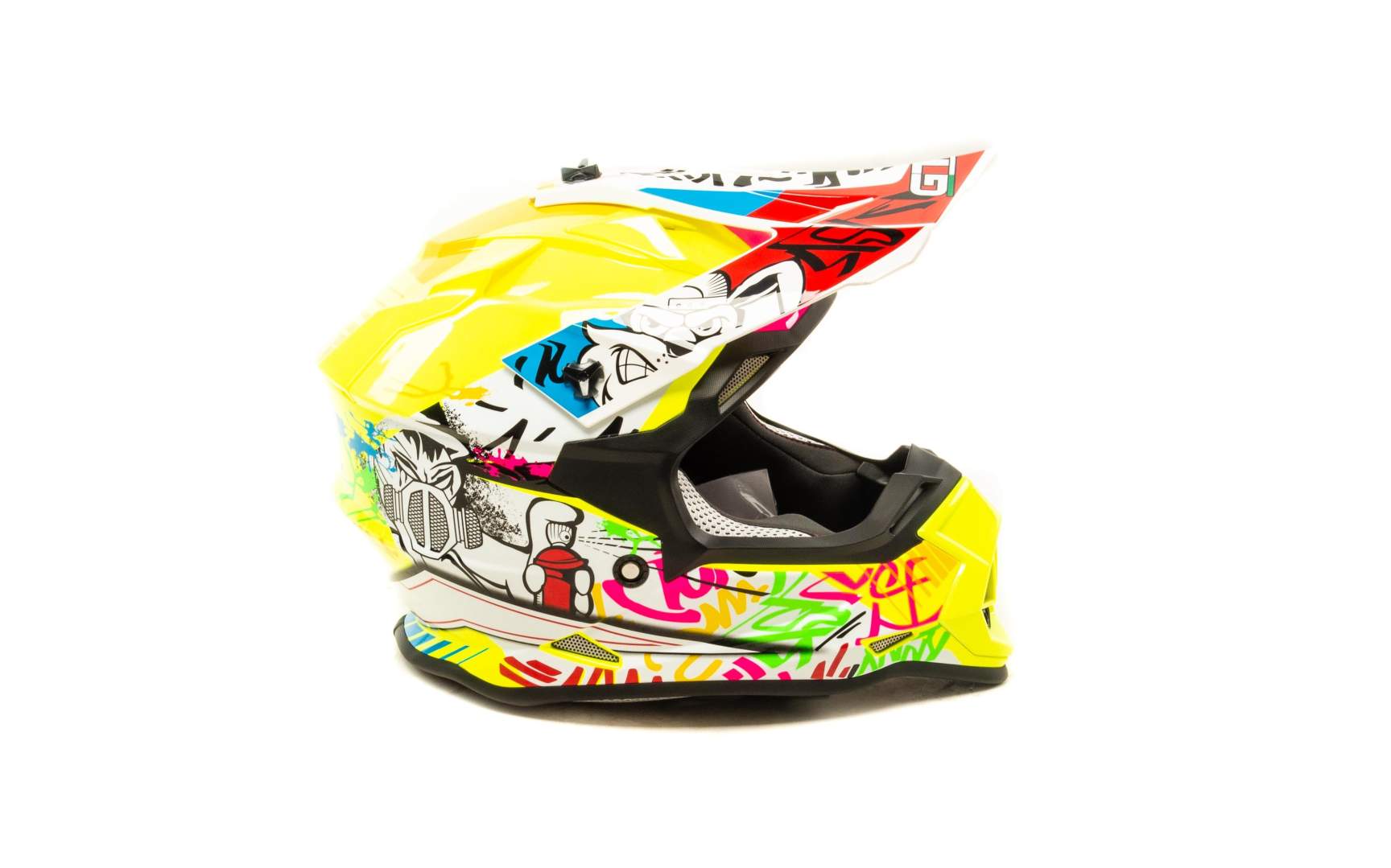 Шлем мото кроссовый GTX 632S №1 (S) FLUO YELLOW / RED BLUE детский (49-50)