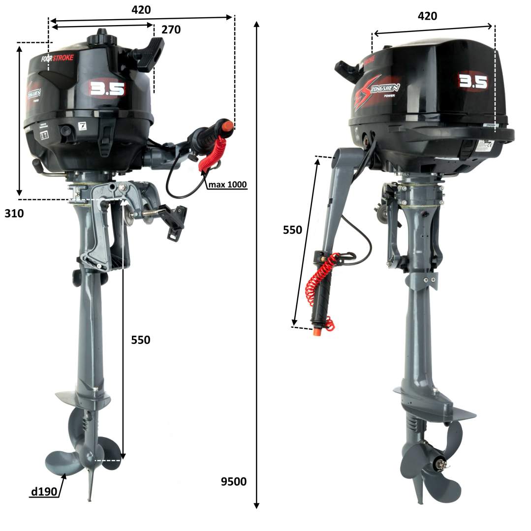Лодочный мотор Zongshen F 3.5 Лодочный мотор Zongshen F 3.5