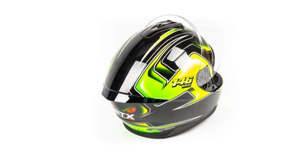 Шлем мото интеграл GTX 5672 #3 (L)  BLACK/FLUO YELLOW GREEN (2 визора)